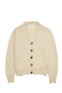 Cardigan avec détails découpés en laine - Ivory