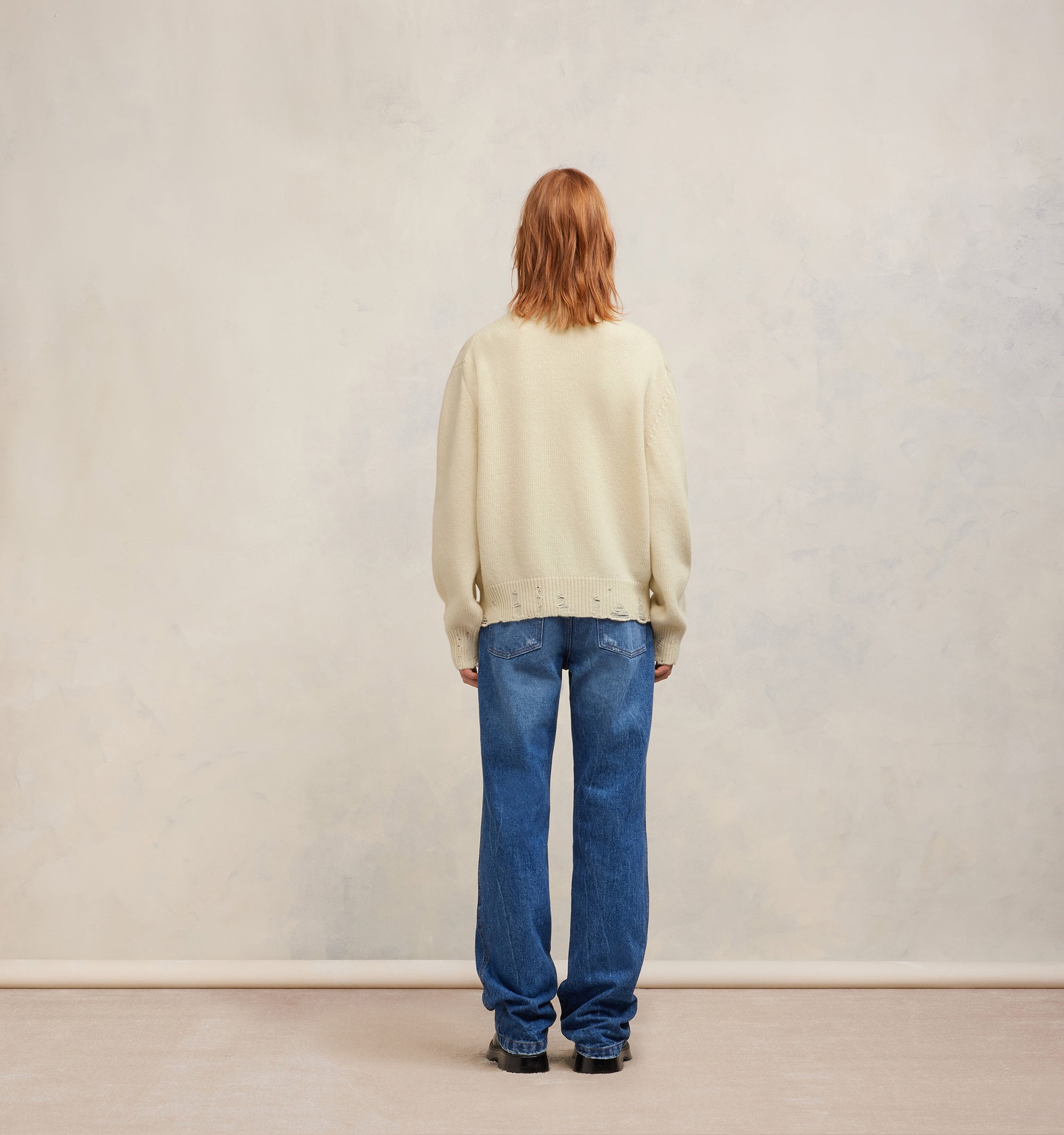 Cardigan avec détails découpés en laine - Ivory