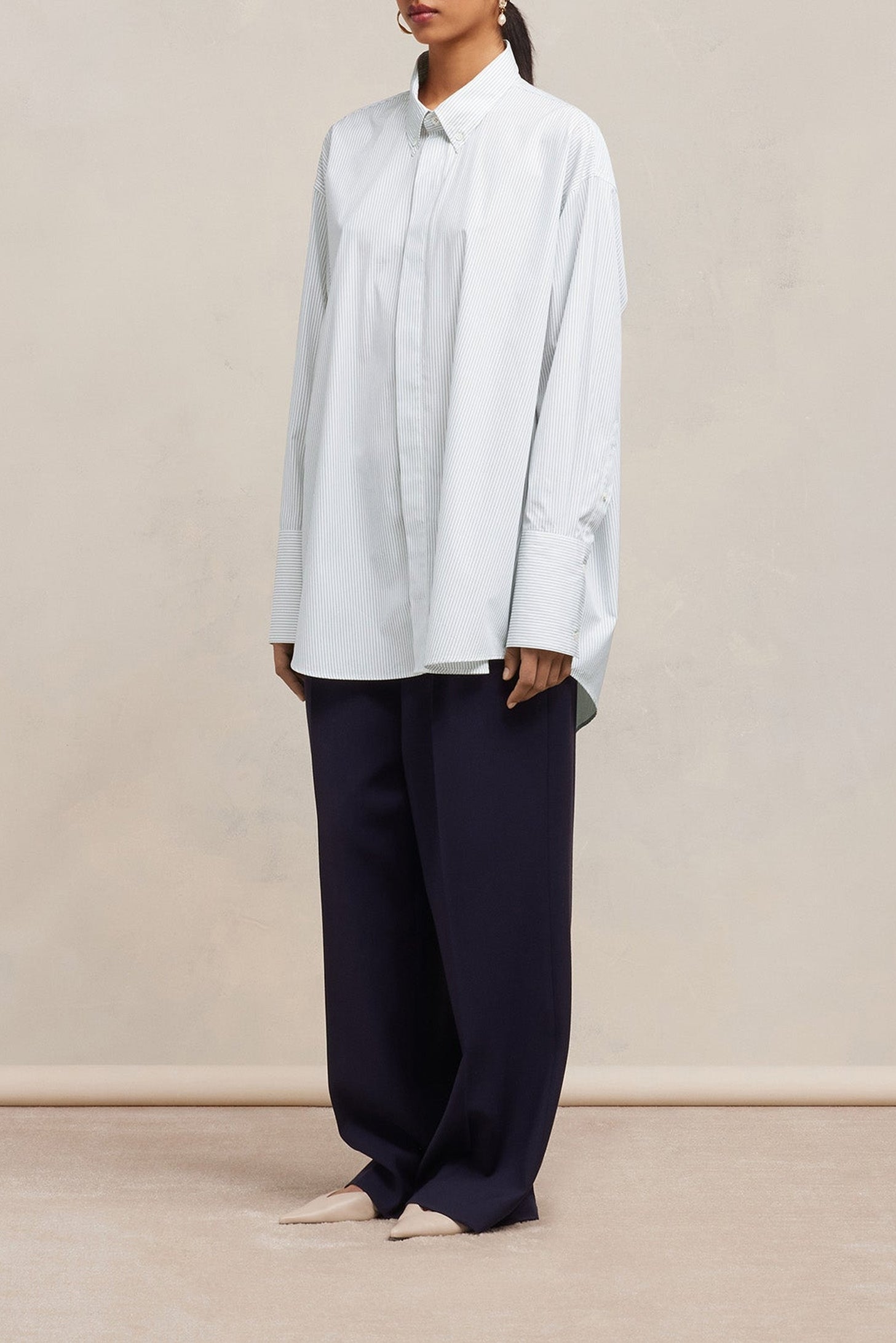 Chemise à col boutonné - Natural White & Feather Blue
