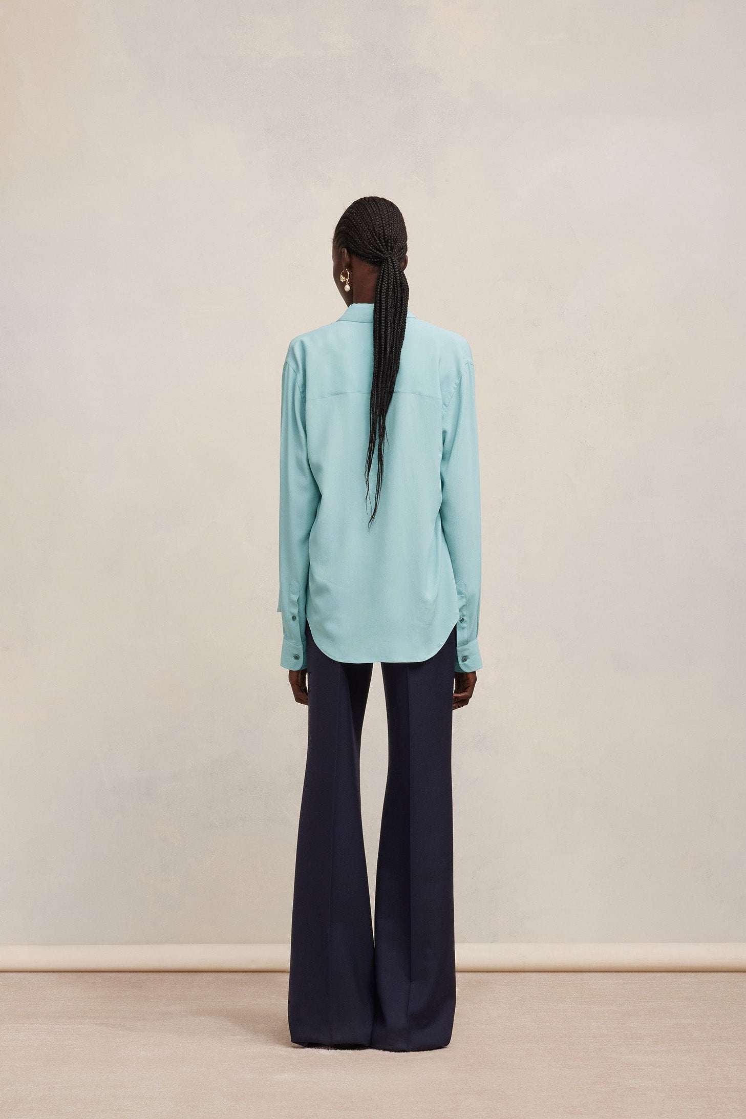 Chemise en soie mélangée - Aquamarine