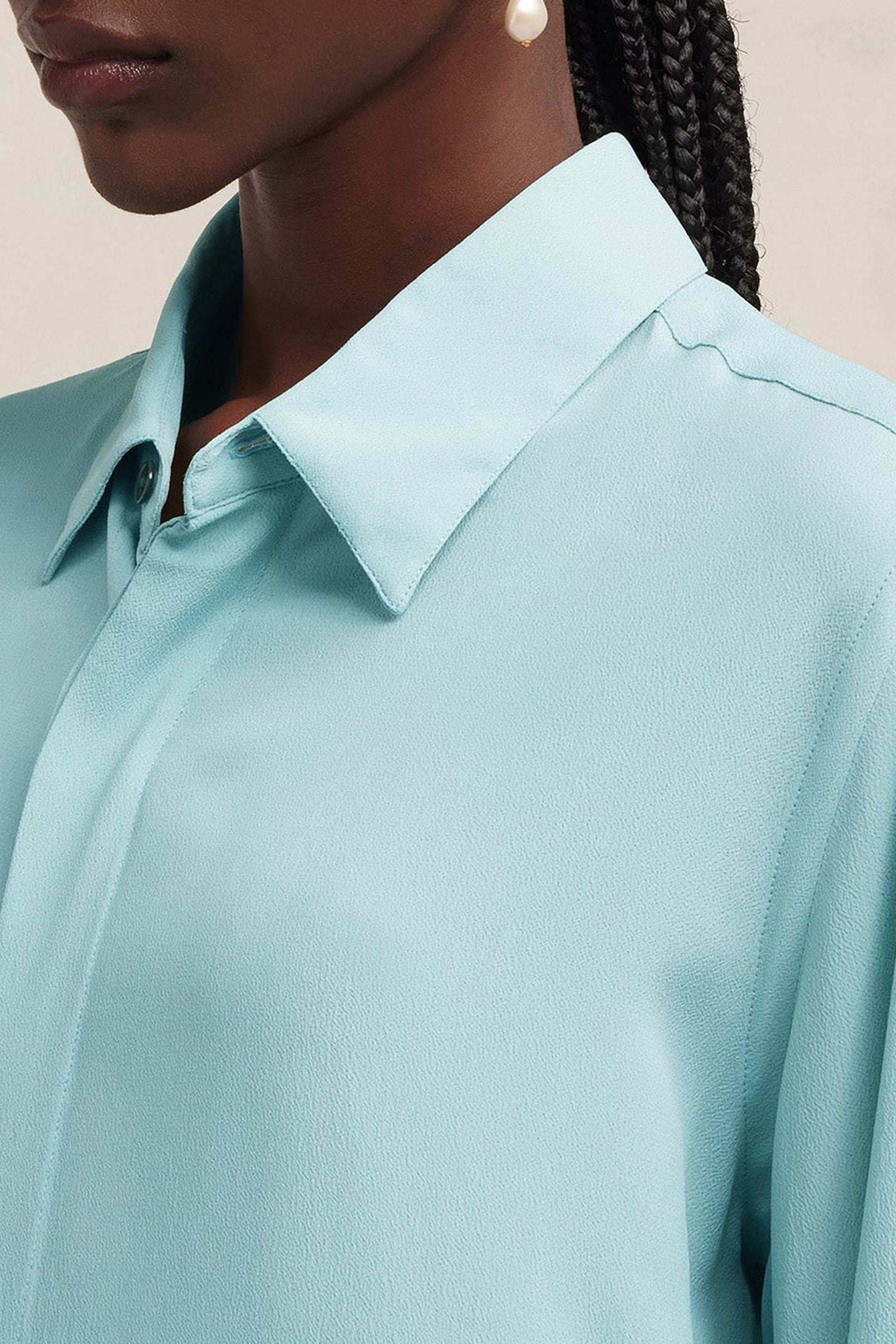 Chemise en soie mélangée - Aquamarine