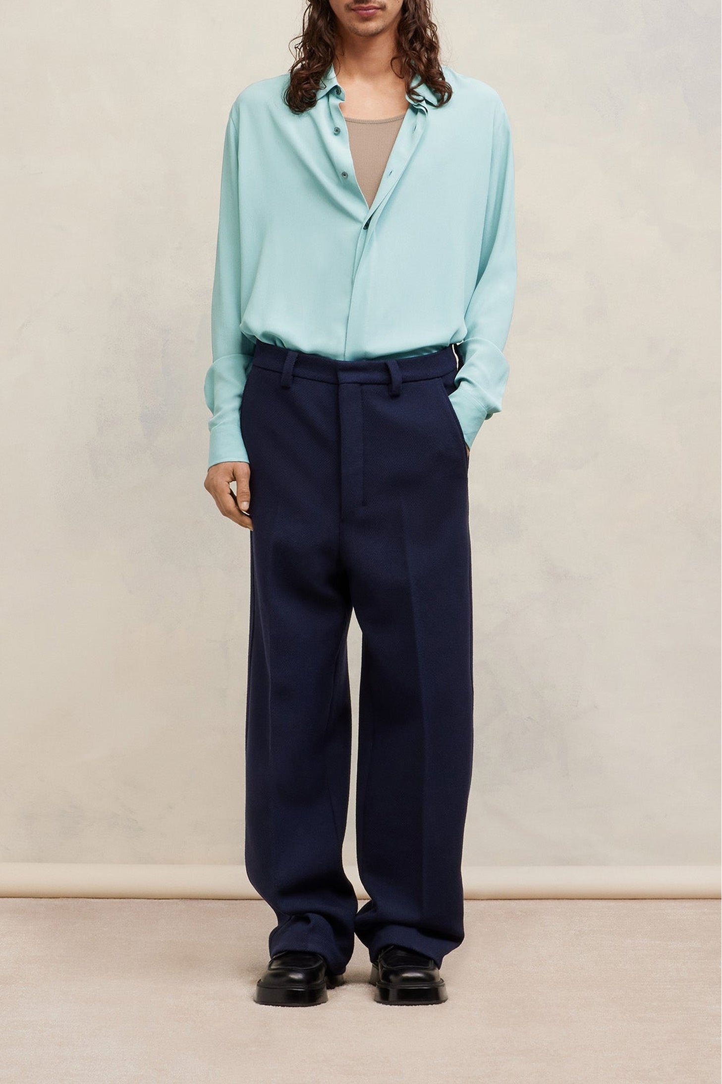 Chemise en soie mélangée - Aquamarine