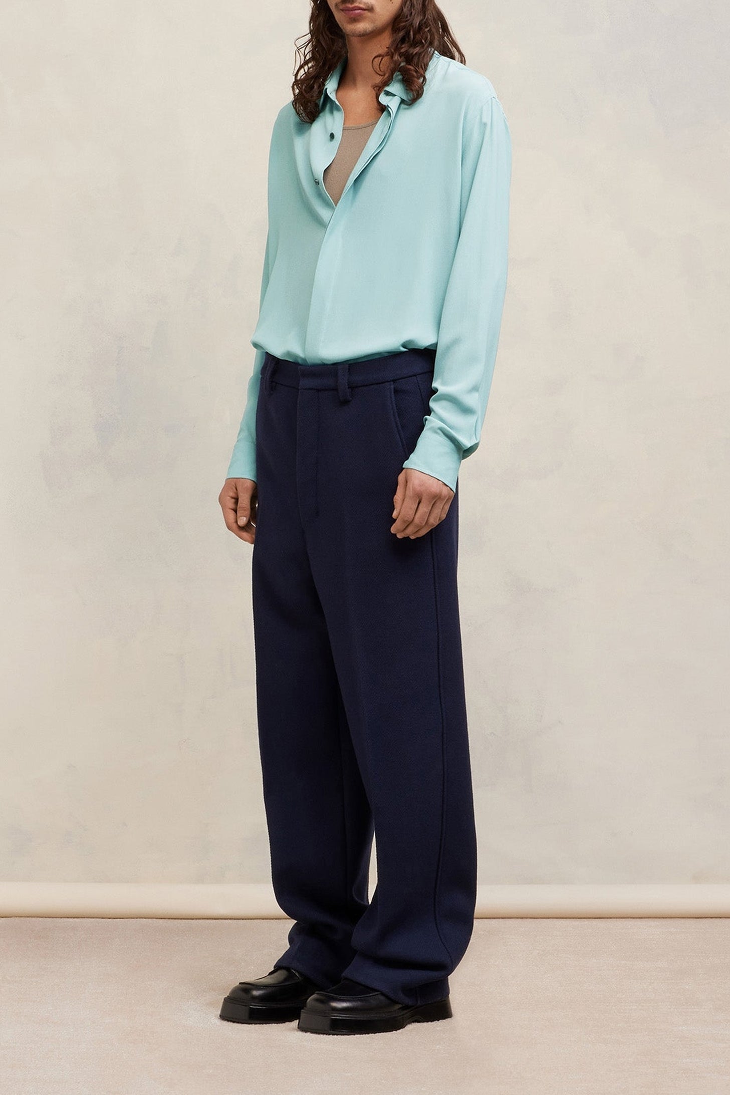 Chemise en soie mélangée - Aquamarine