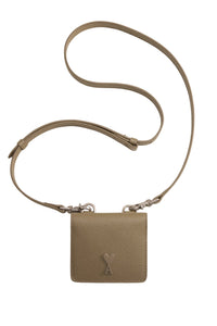 Porte-cartes Ami de Cœur à bandoulière en cuir - Taupe