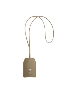 Porte-clés Ami de Cœur à rivet en cuir - Taupe
