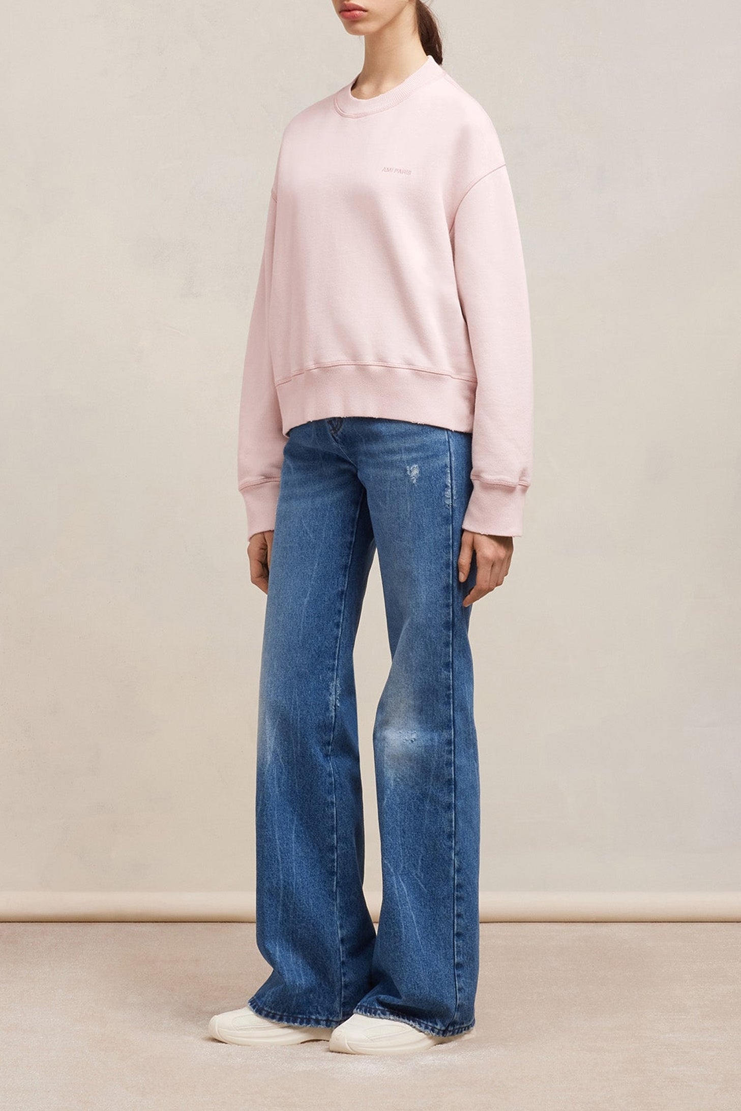 Sweatshirt Ami Paris délavé - Nude Pink