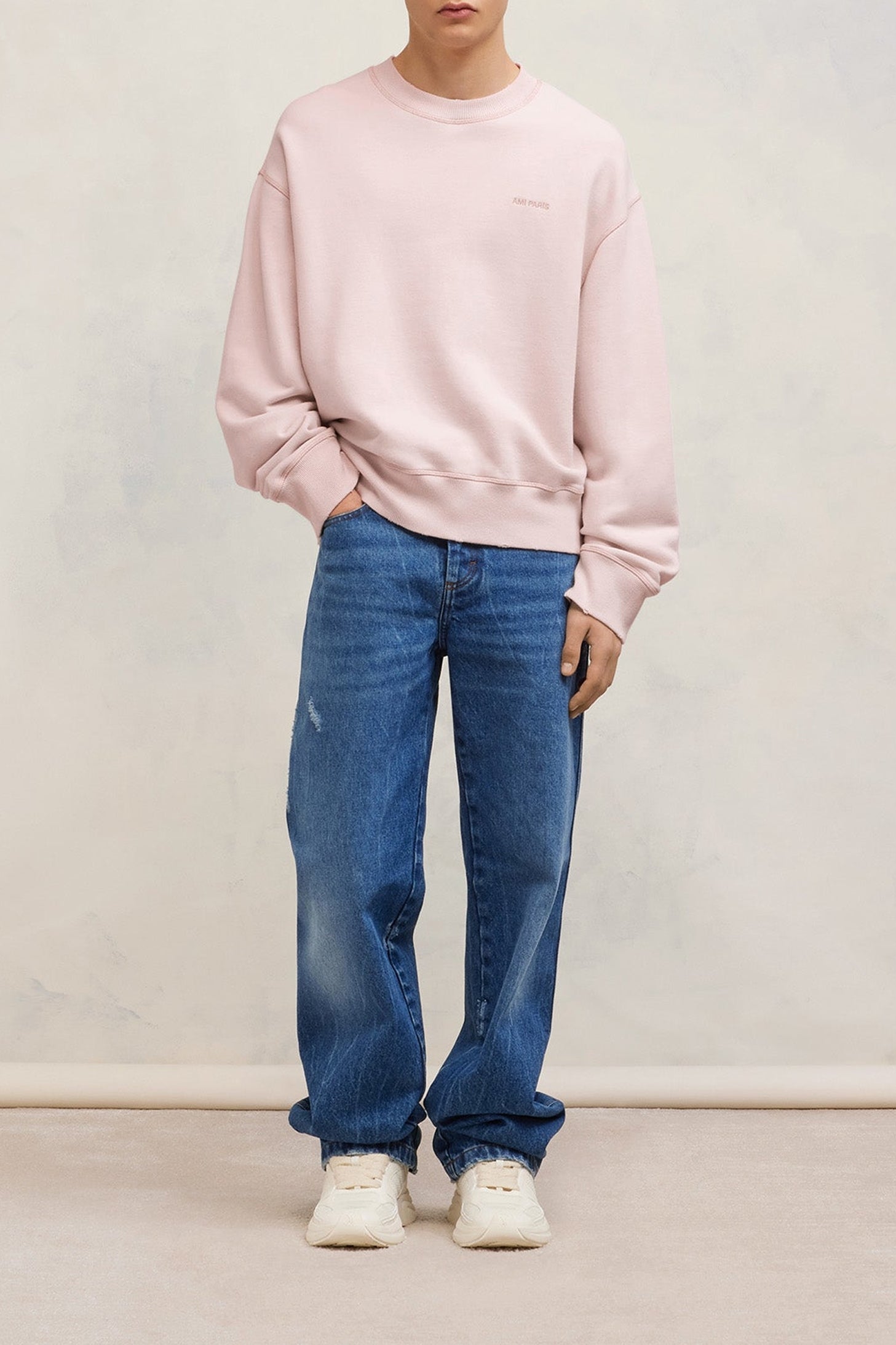 Sweatshirt Ami Paris délavé - Nude Pink