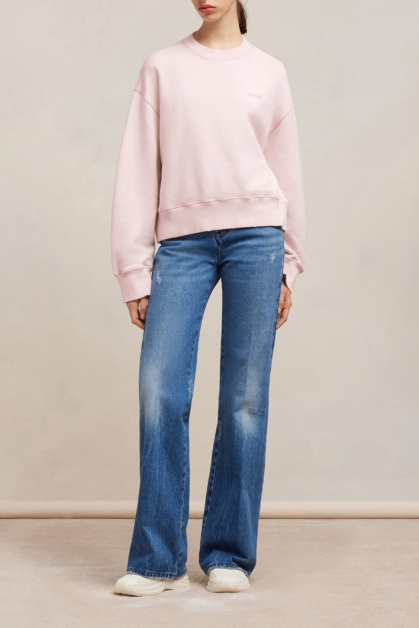 Sweatshirt Ami Paris délavé - Nude Pink