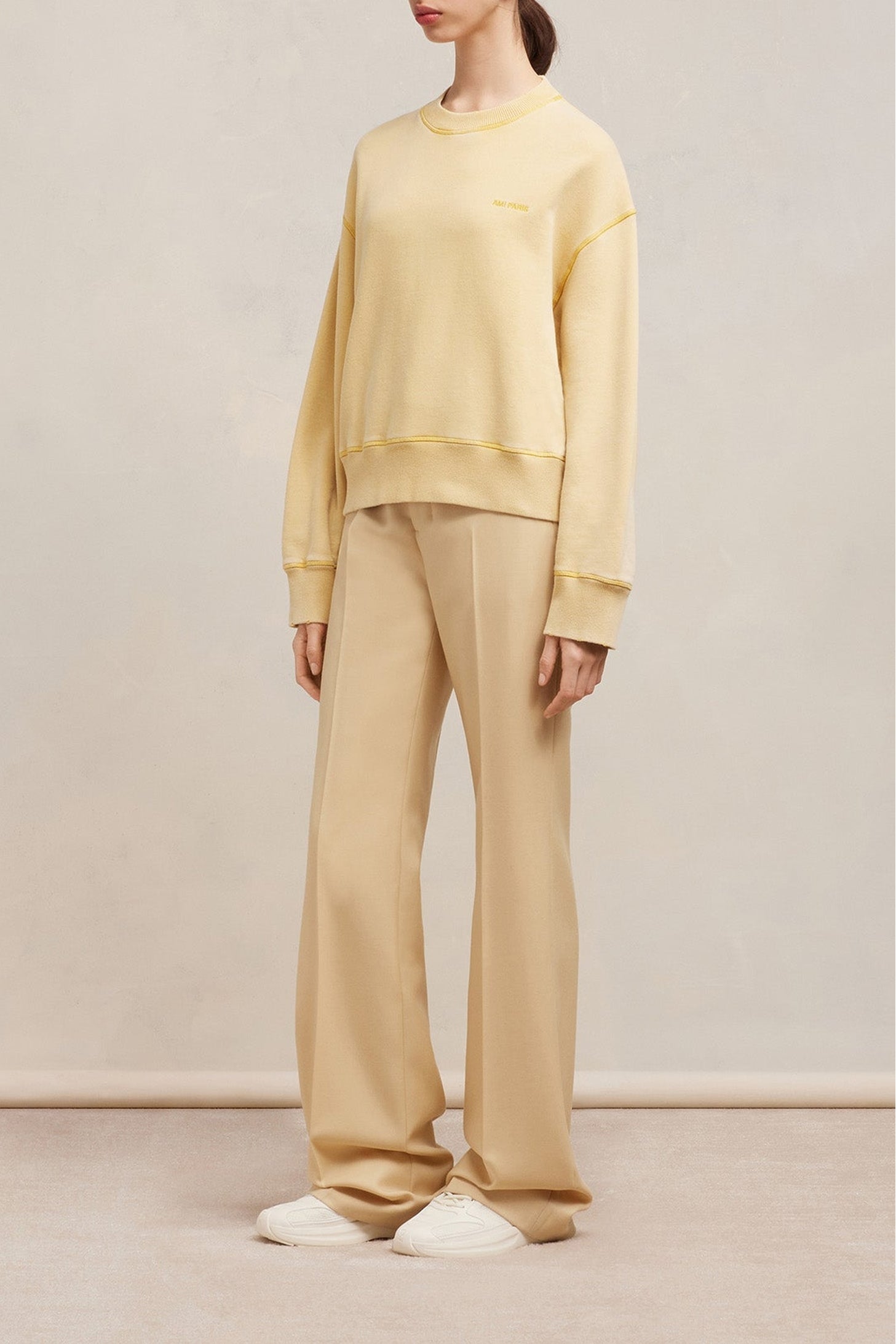 Sweatshirt Ami Paris délavé - Vanilla Cream