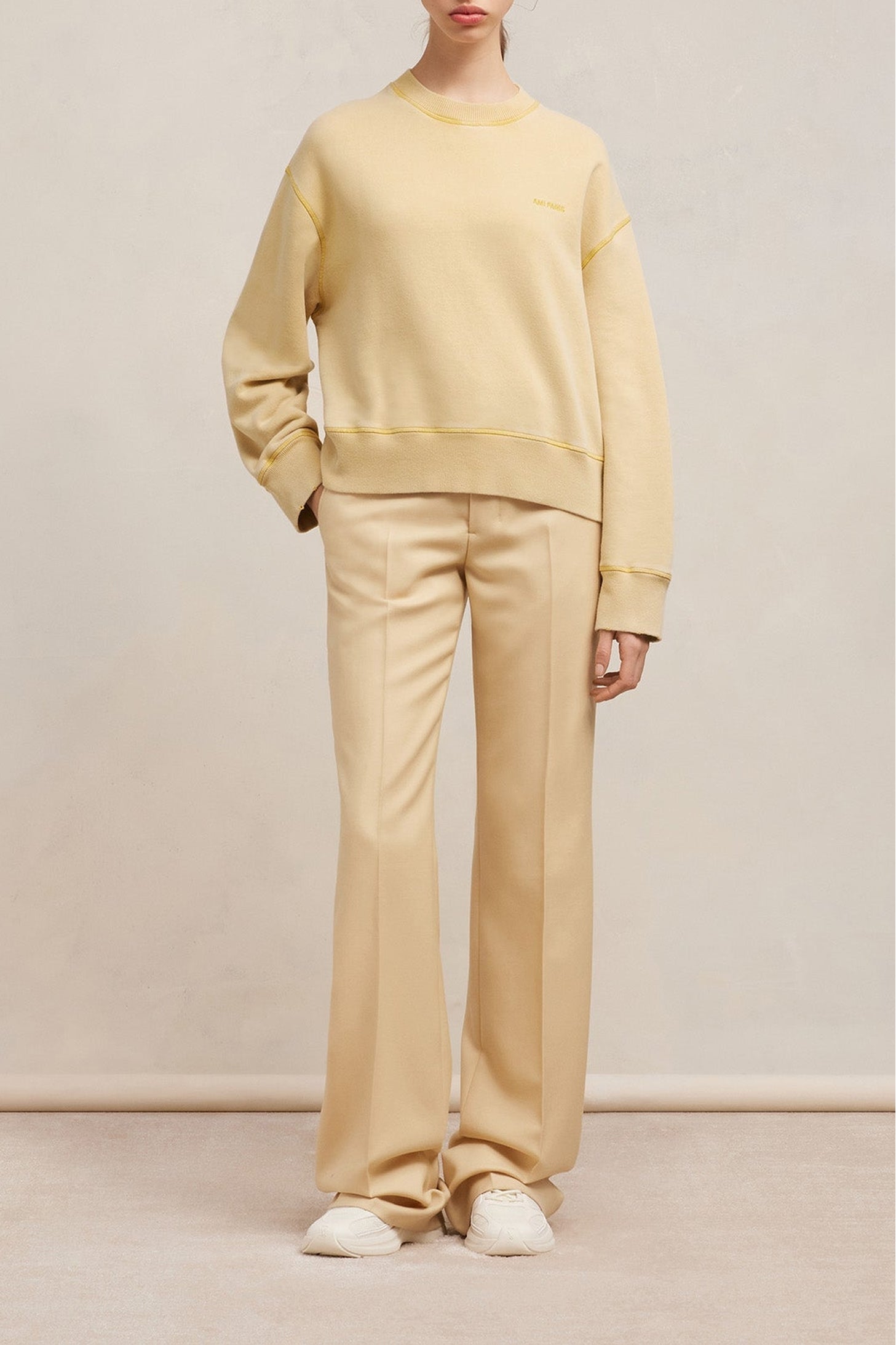 Sweatshirt Ami Paris délavé - Vanilla Cream