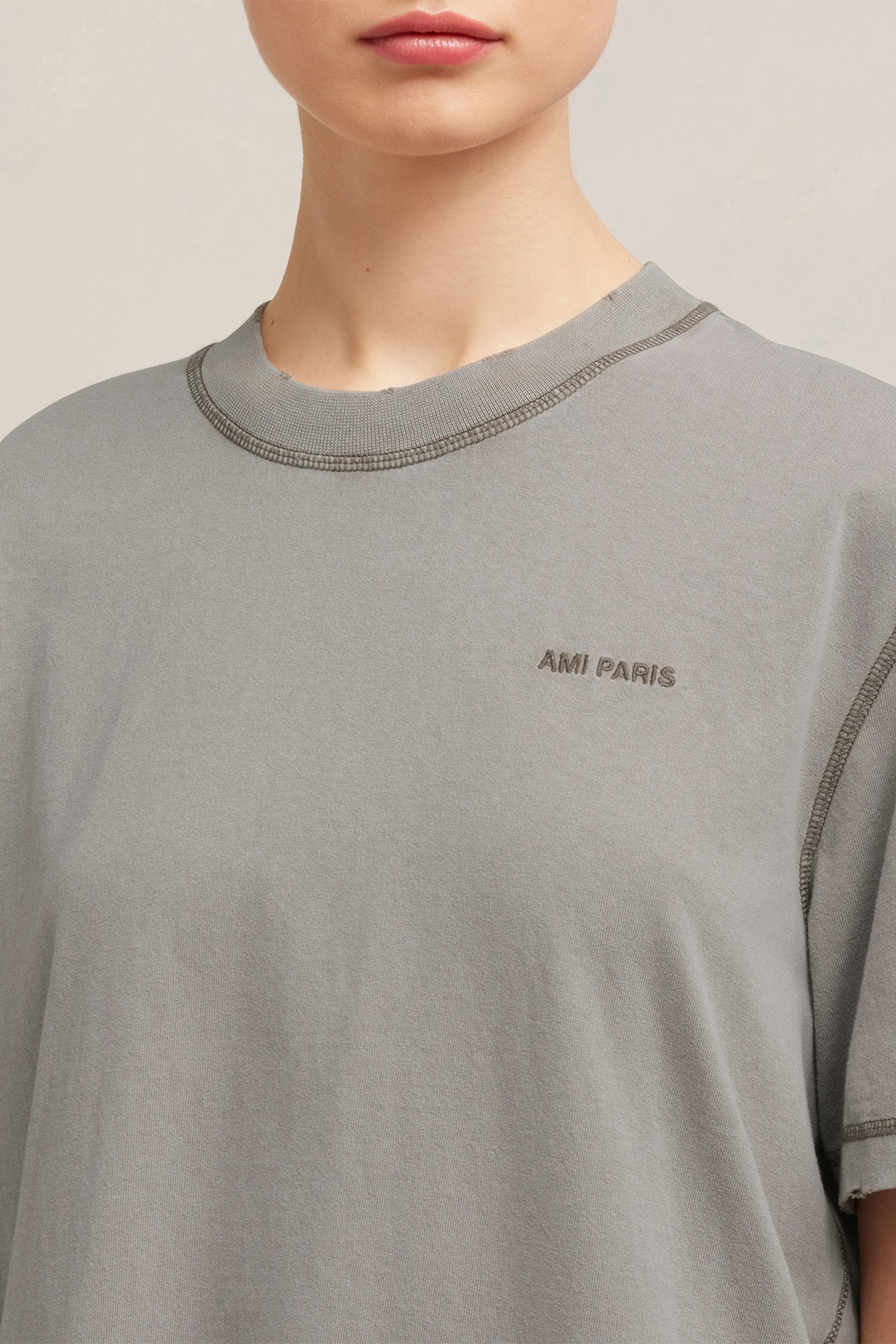 T-shirt Ami Paris délavé - Clay