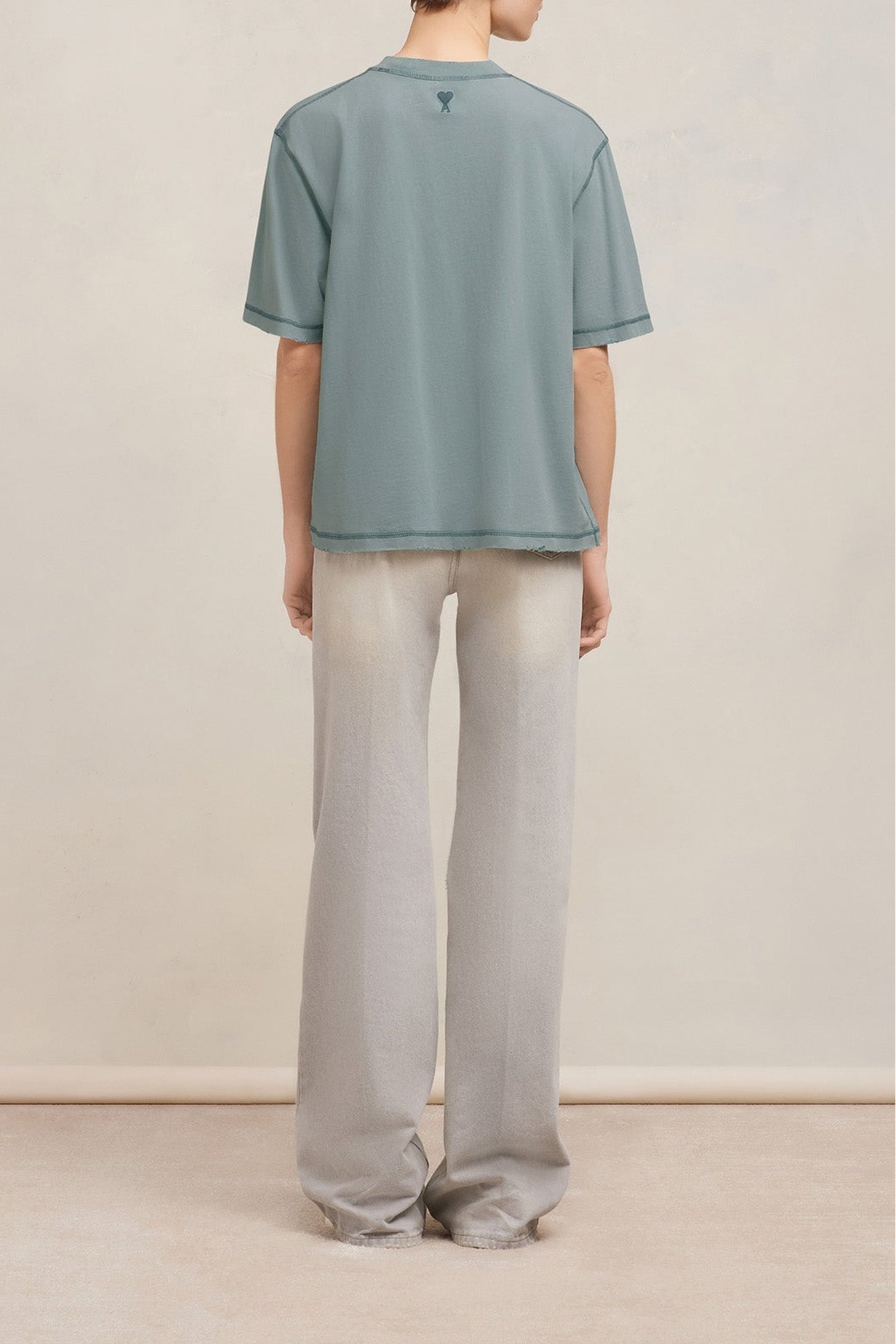 T-shirt Ami Paris délavé - Aquamarine