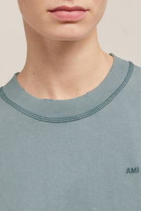 T-shirt Ami Paris délavé - Aquamarine