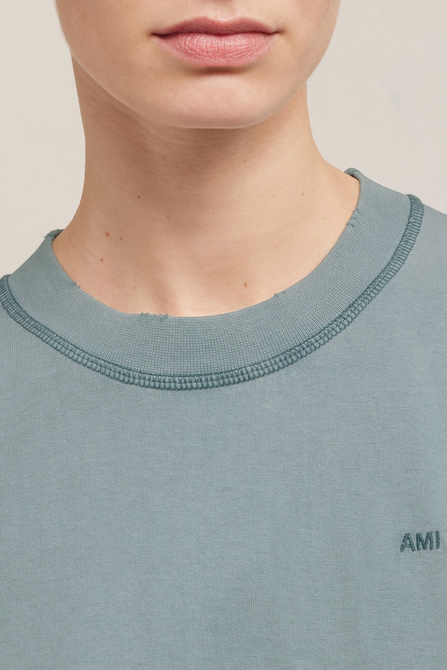 T-shirt Ami Paris délavé - Aquamarine