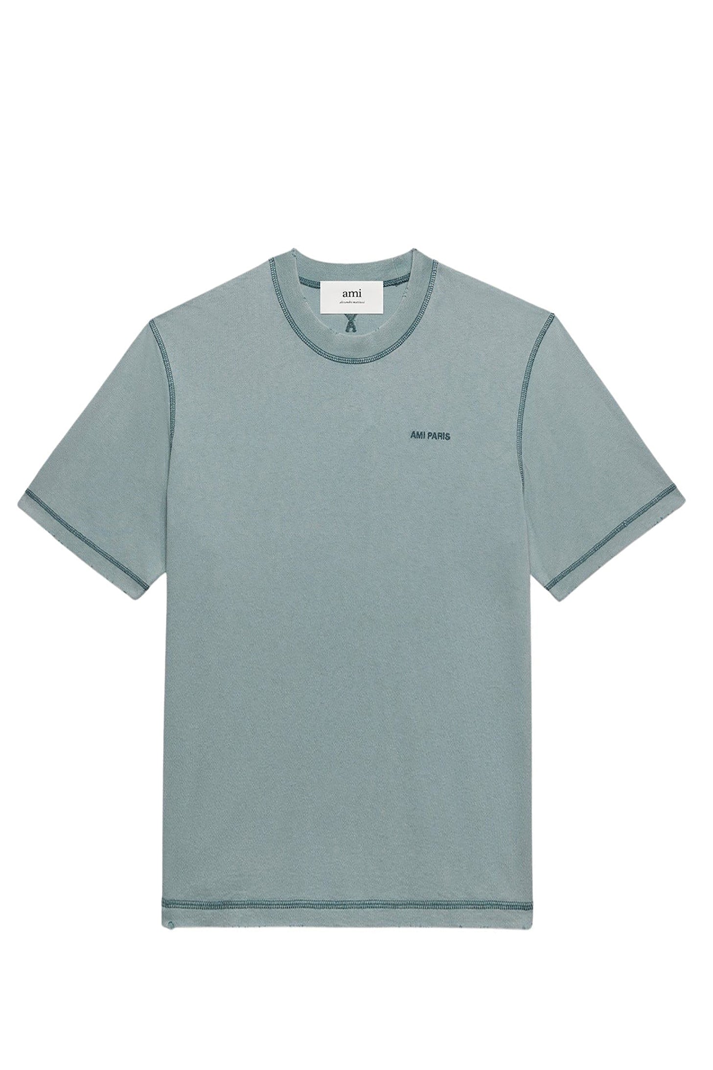 T-shirt Ami Paris délavé - Aquamarine