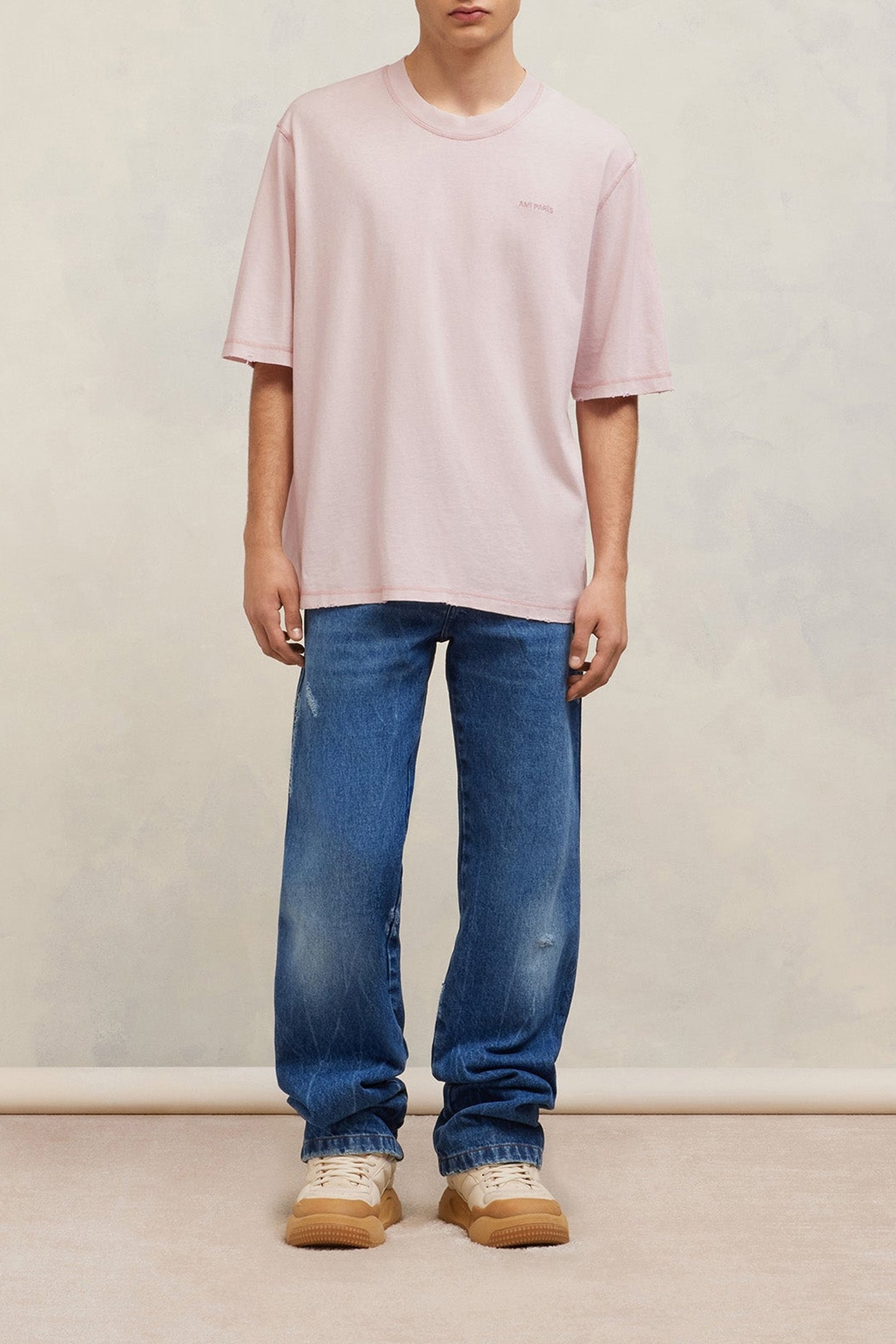 T-shirt Ami Paris délavé - Nude Pink