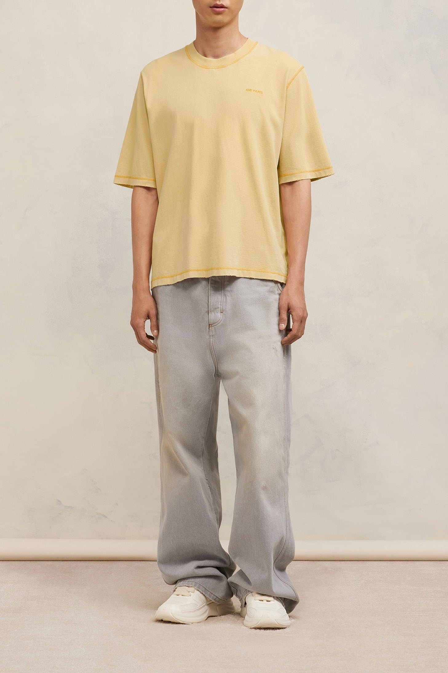 T-shirt Ami Paris délavé - Vanilla Cream