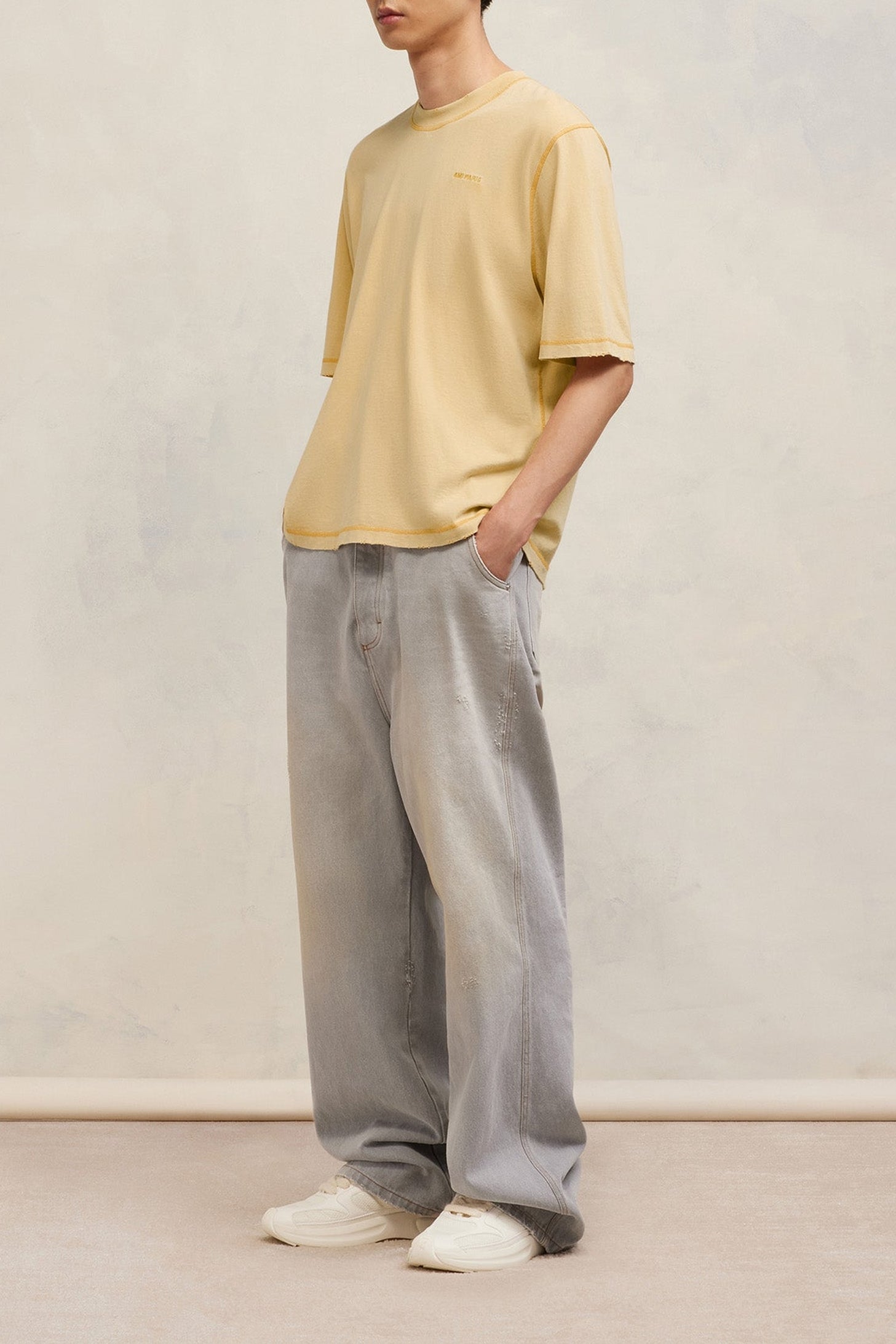 T-shirt Ami Paris délavé - Vanilla Cream