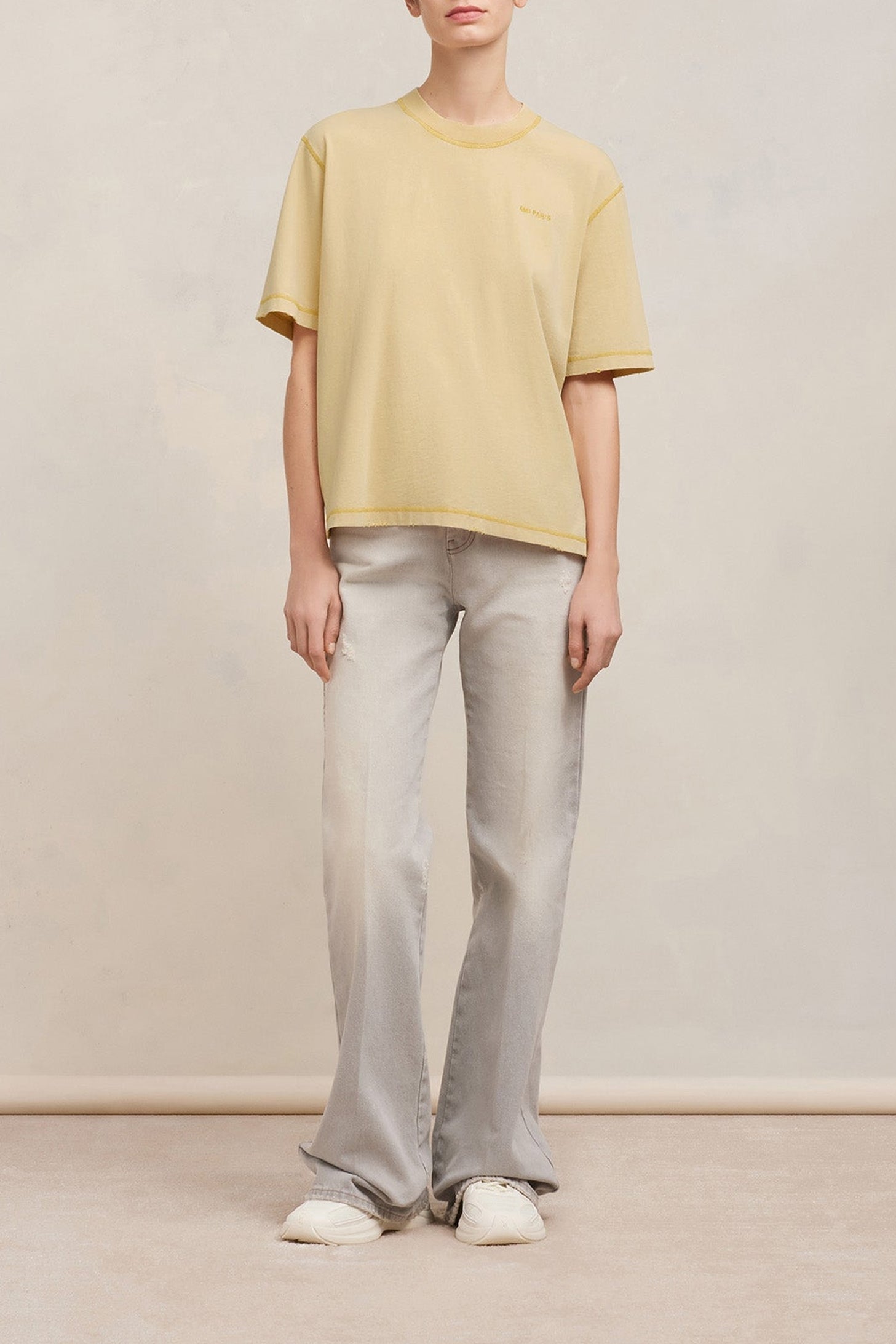 T-shirt Ami Paris délavé - Vanilla Cream