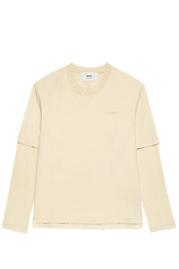 T-shirt Ami Paris délavé à manches longues - Ivory