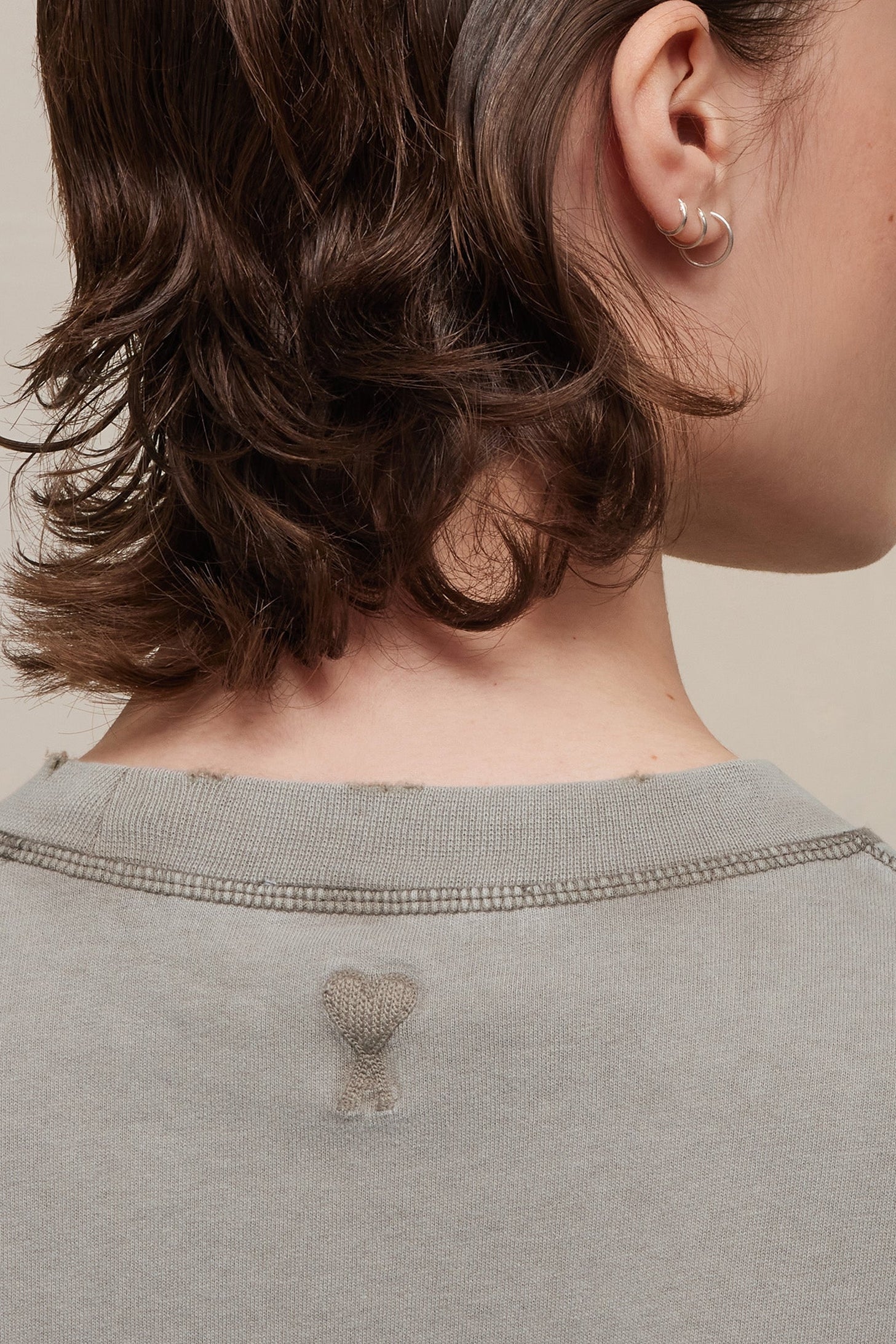 T-shirt Ami Paris délavé à manches longues - Clay