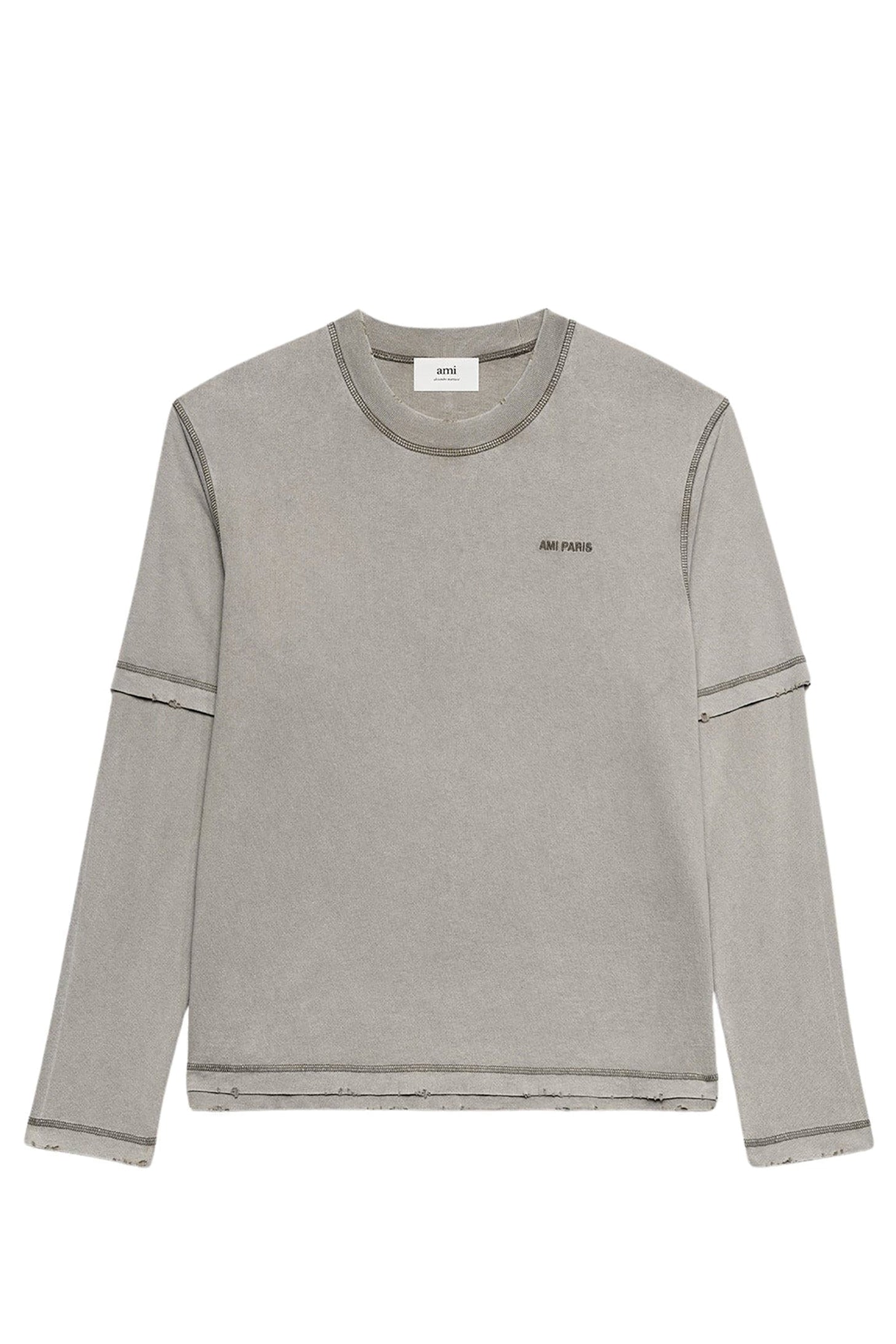 T-shirt Ami Paris délavé à manches longues - Clay