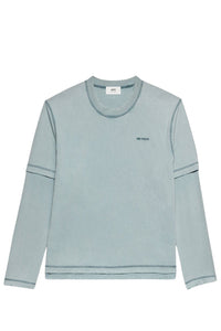 T-shirt Ami Paris délavé à manches longues - Aquamarine