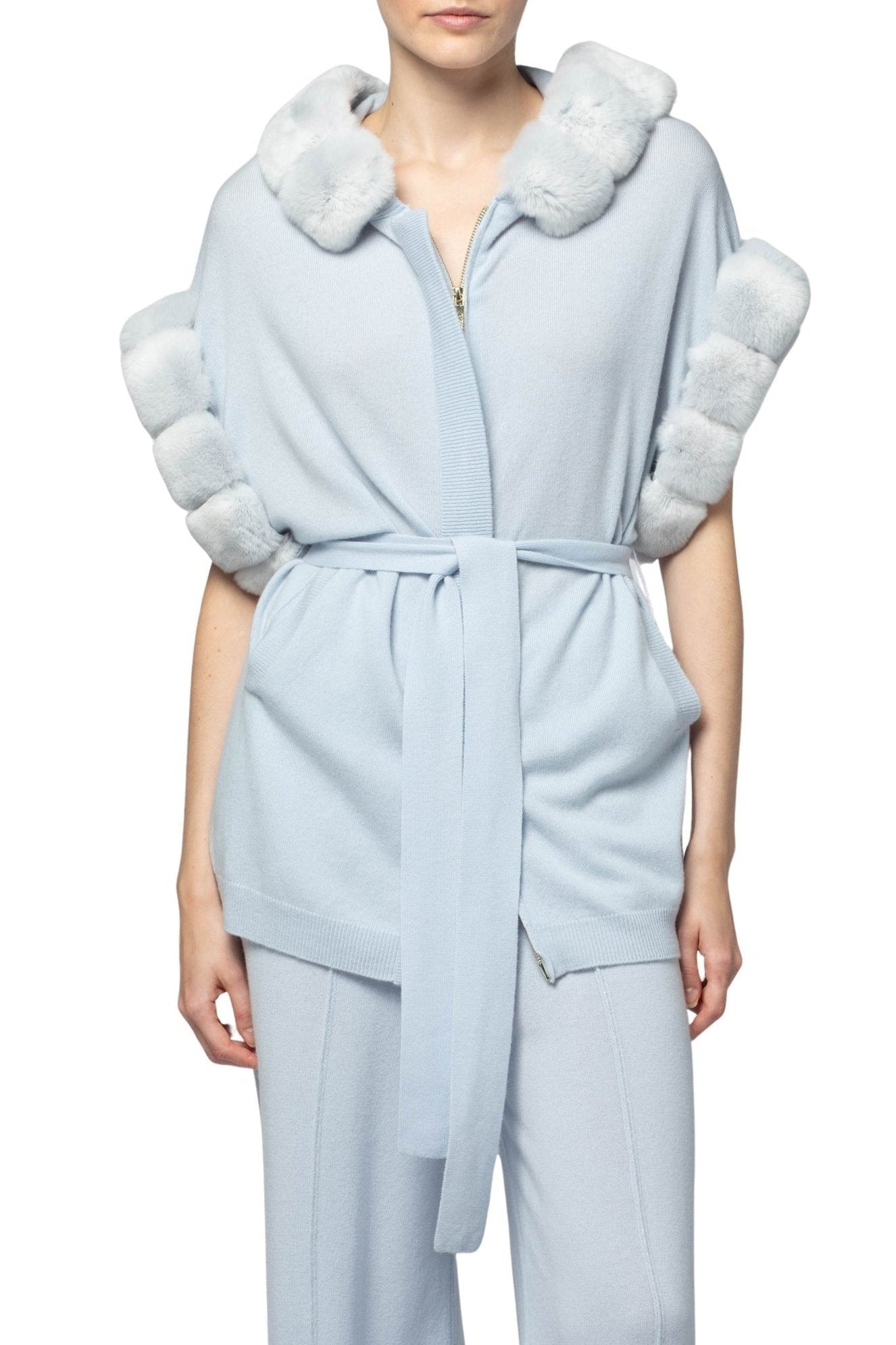 1 QTY NEW GILET EN MAILLE ZIPPE BORD REX