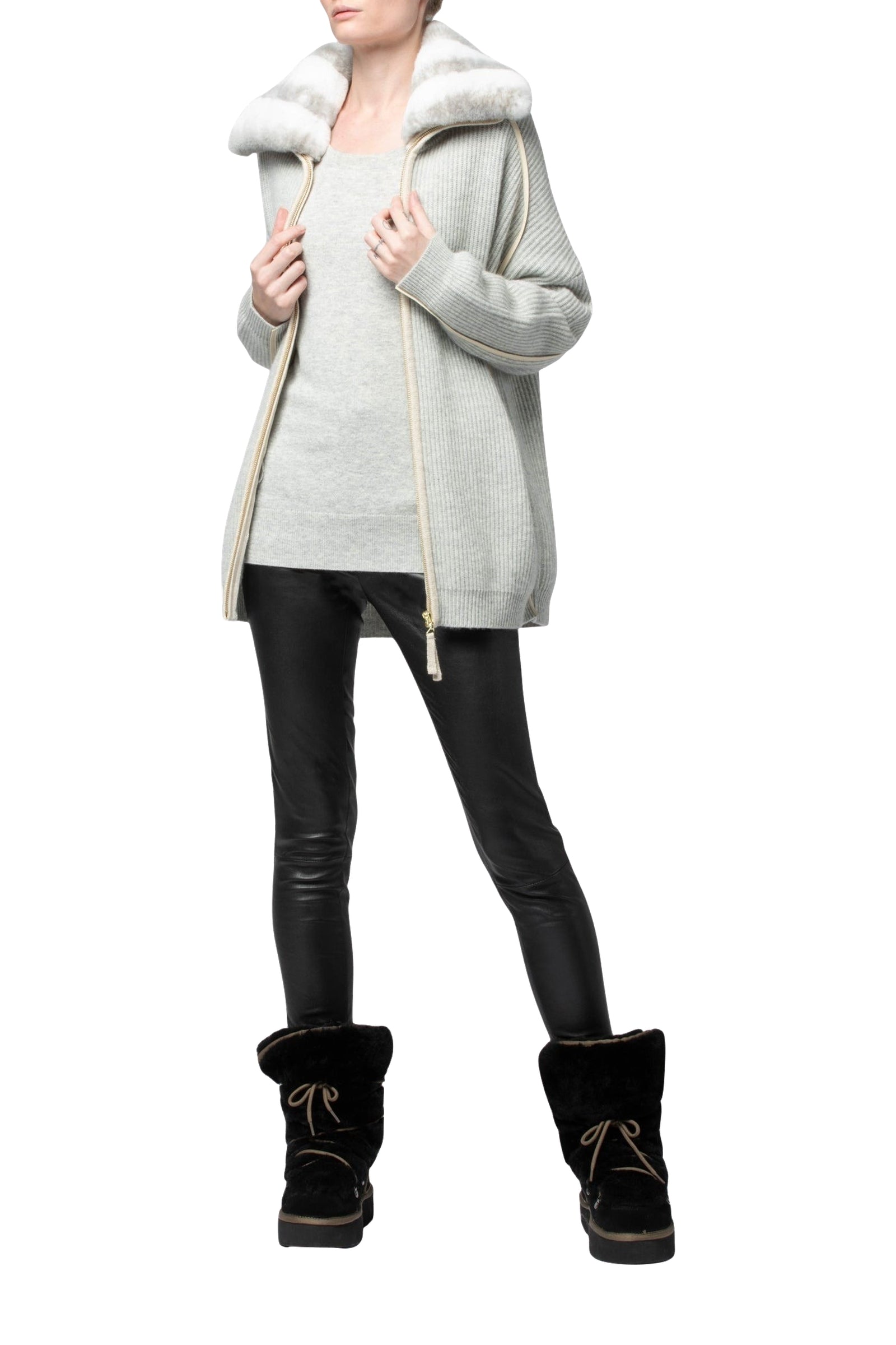 1 QTY NEW GILET ZIP DETAILS CUIR ET REX