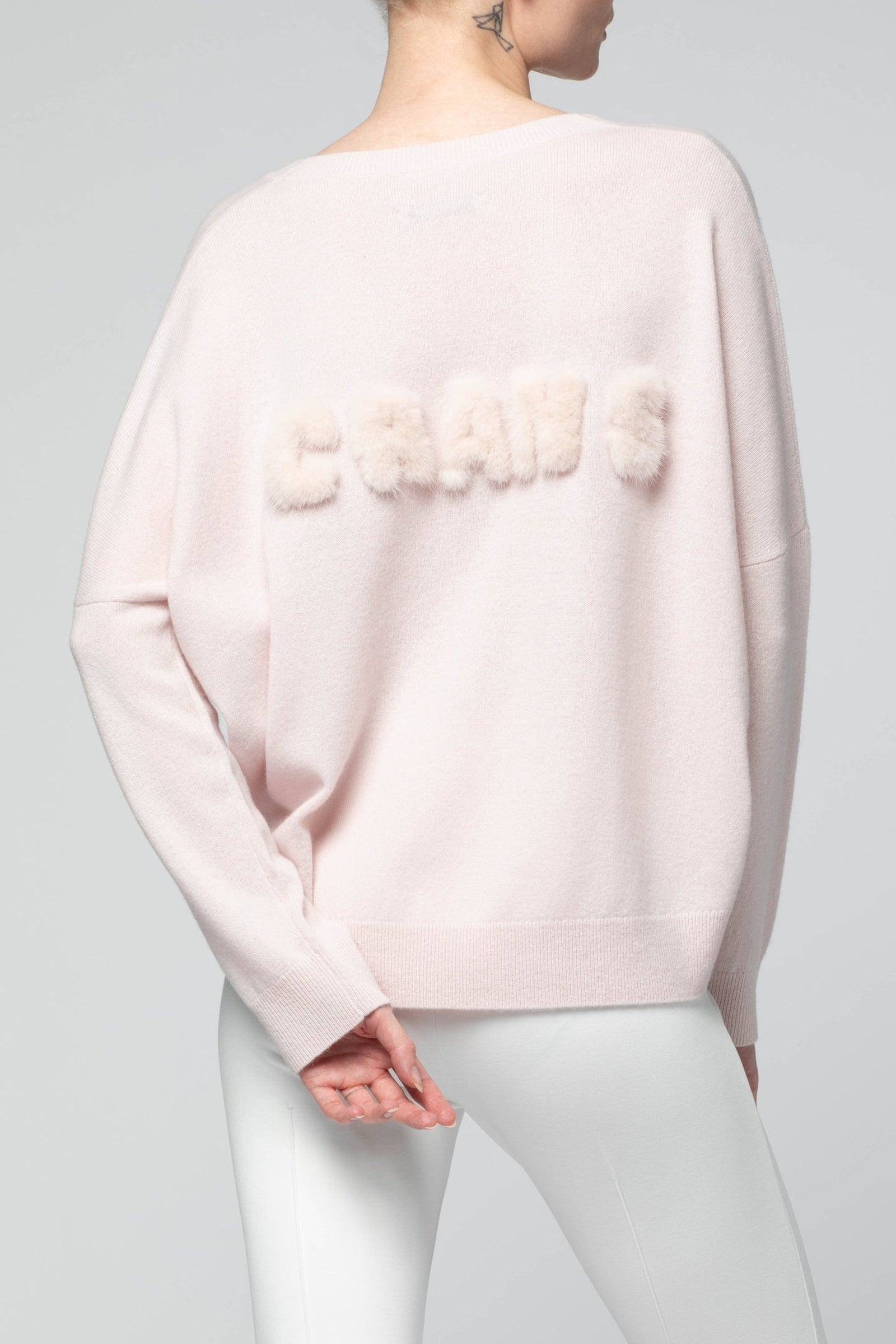 Pull Cmpacy logo vison en laine et cachemire - Chamallow