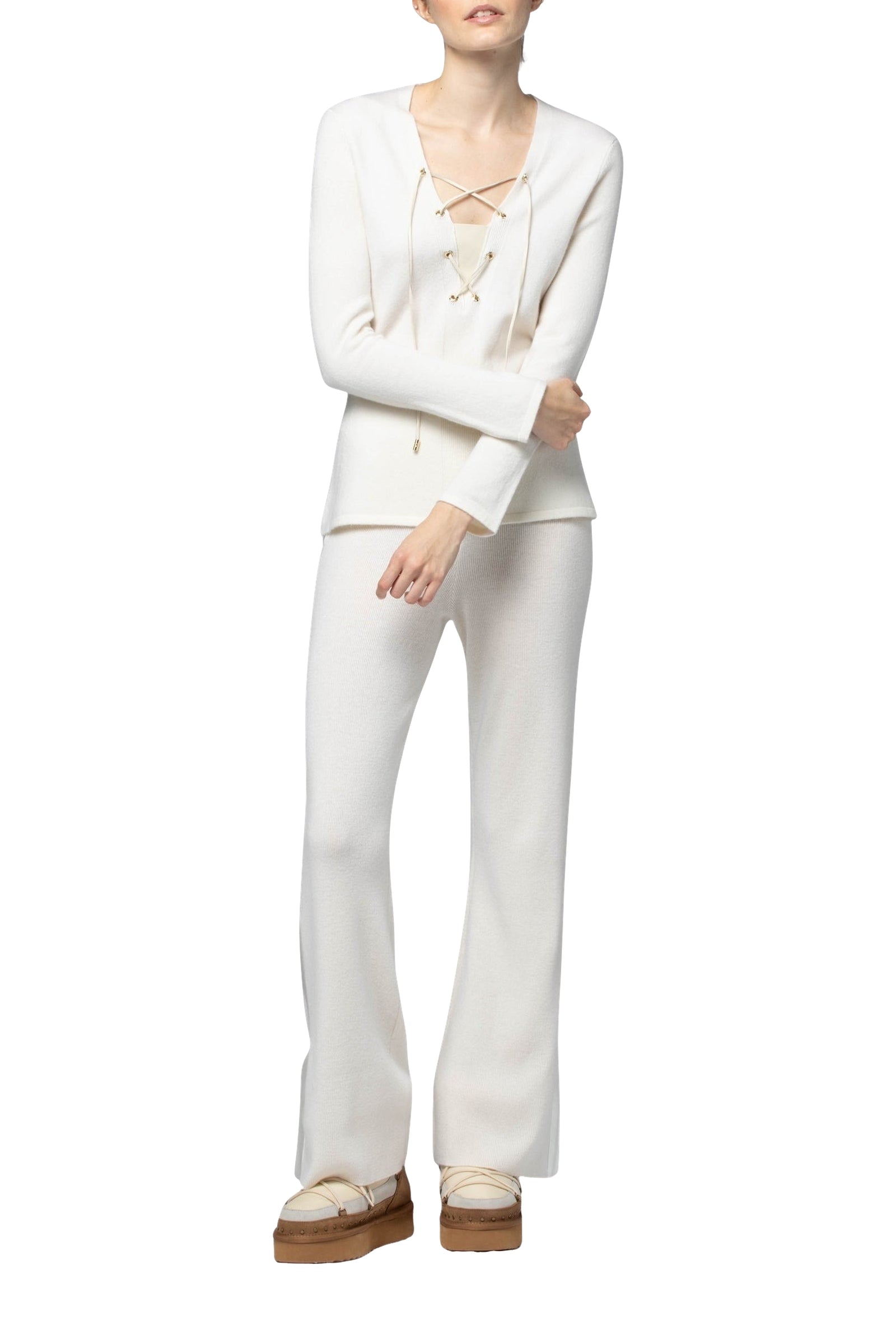 Pelma long-sleeved wool and cashmere jumper - White