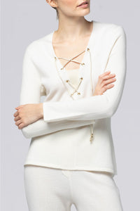 Pelma long-sleeved wool and cashmere jumper - White
