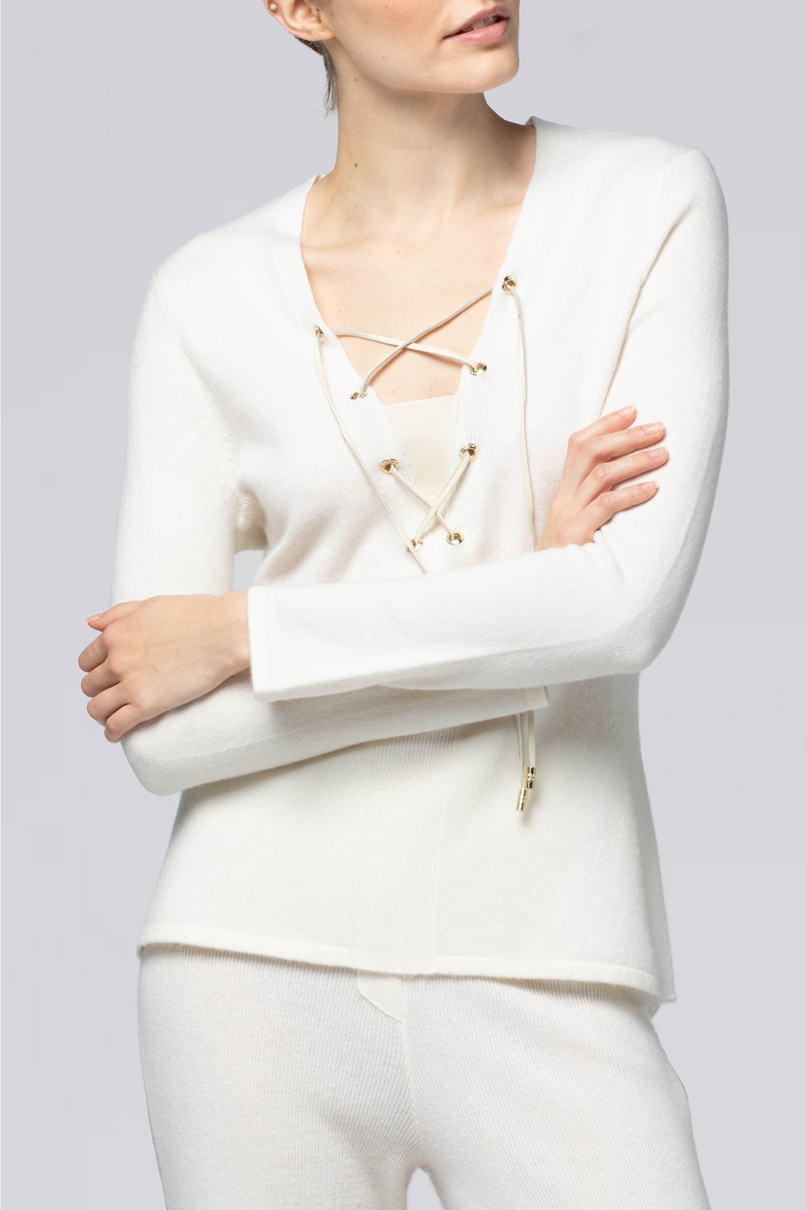 Pelma long-sleeved wool and cashmere jumper - White