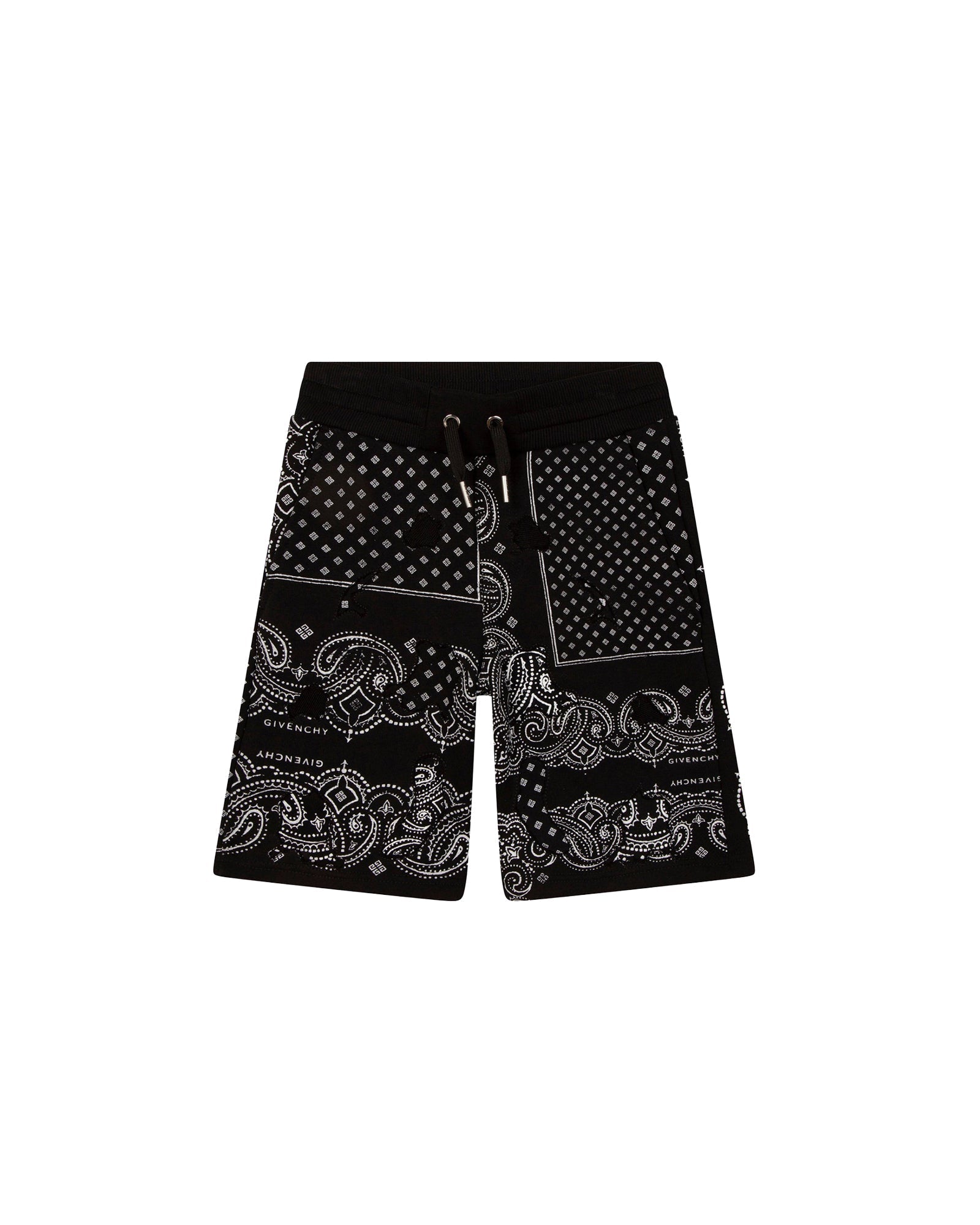 Bermuda à taille élastiquée en coton - Black