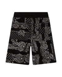 Bermuda à taille élastiquée en coton - Black