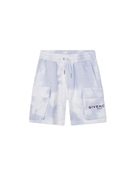 Cloud print fleece Bermuda shorts - Sky White