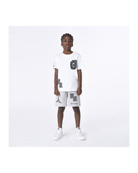 Short en coton - Gris chiné