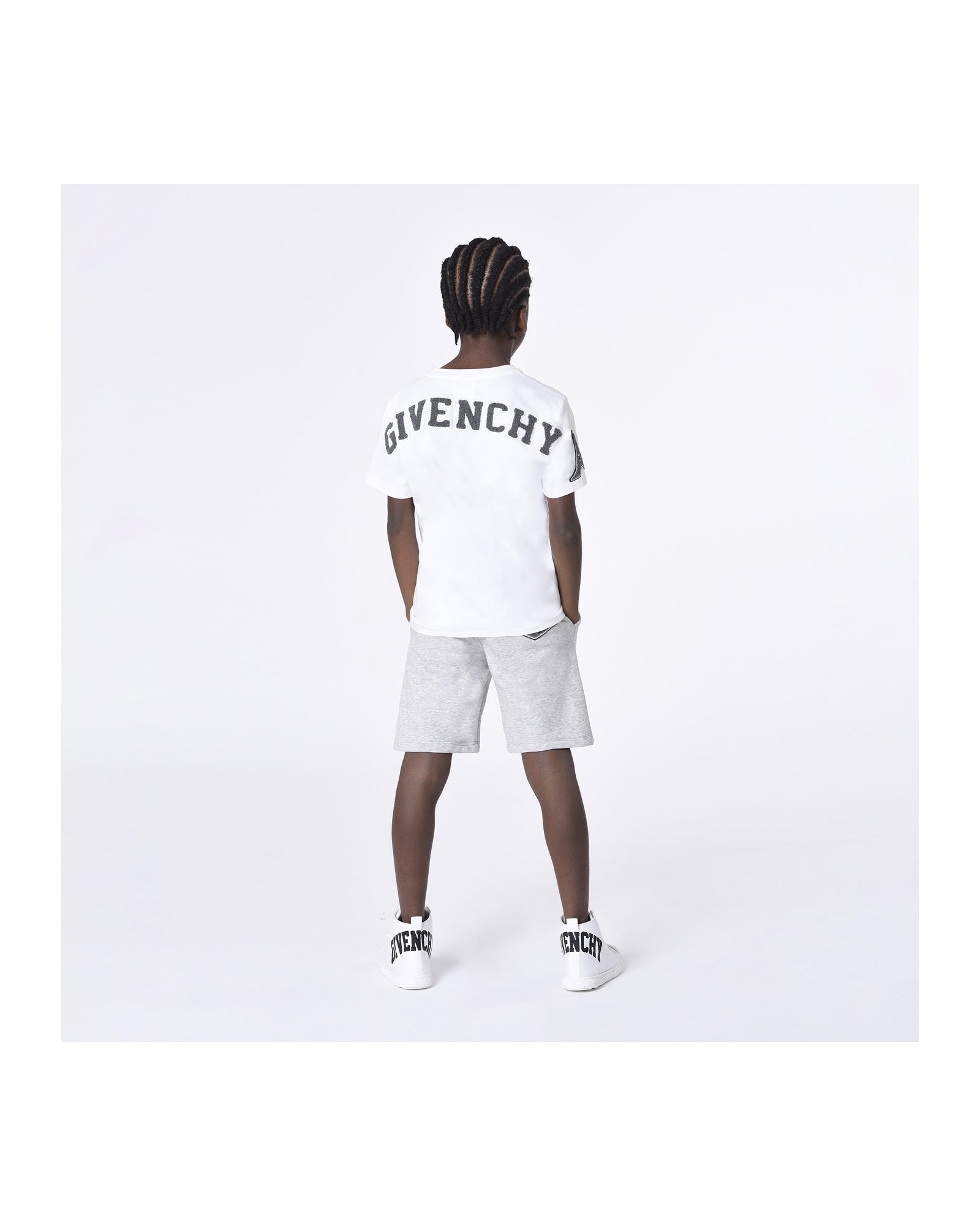 Short en coton - Gris chiné