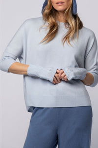 Adi knitted mittens with leather inserts - Ciel