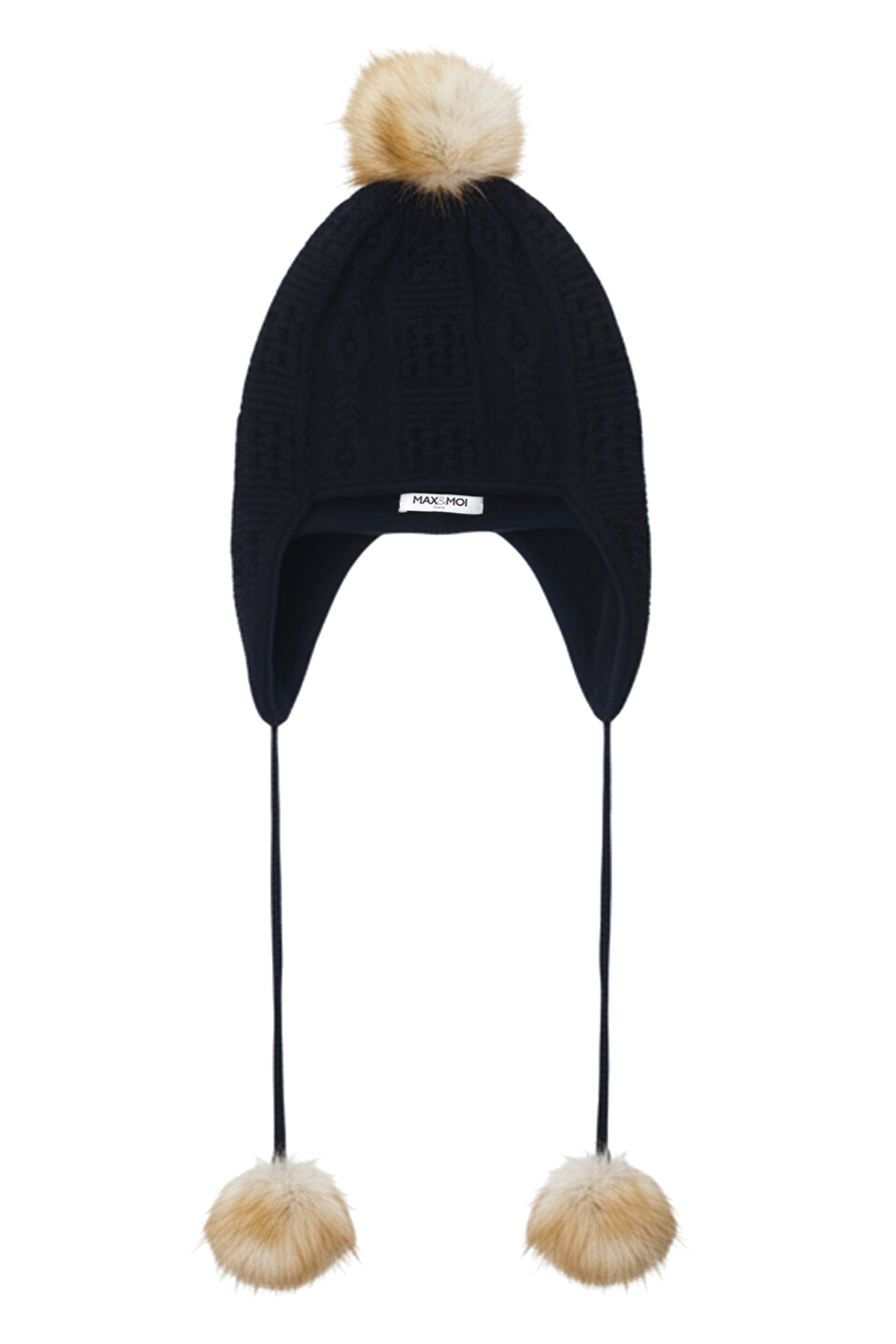 Aldara ear muff with pom-poms - Black