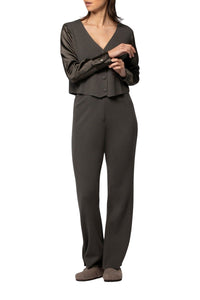 Bani flared knitted trousers with silk stripes - Thyme