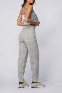 Baxi straight-leg checked trousers with lurex detail - Grey