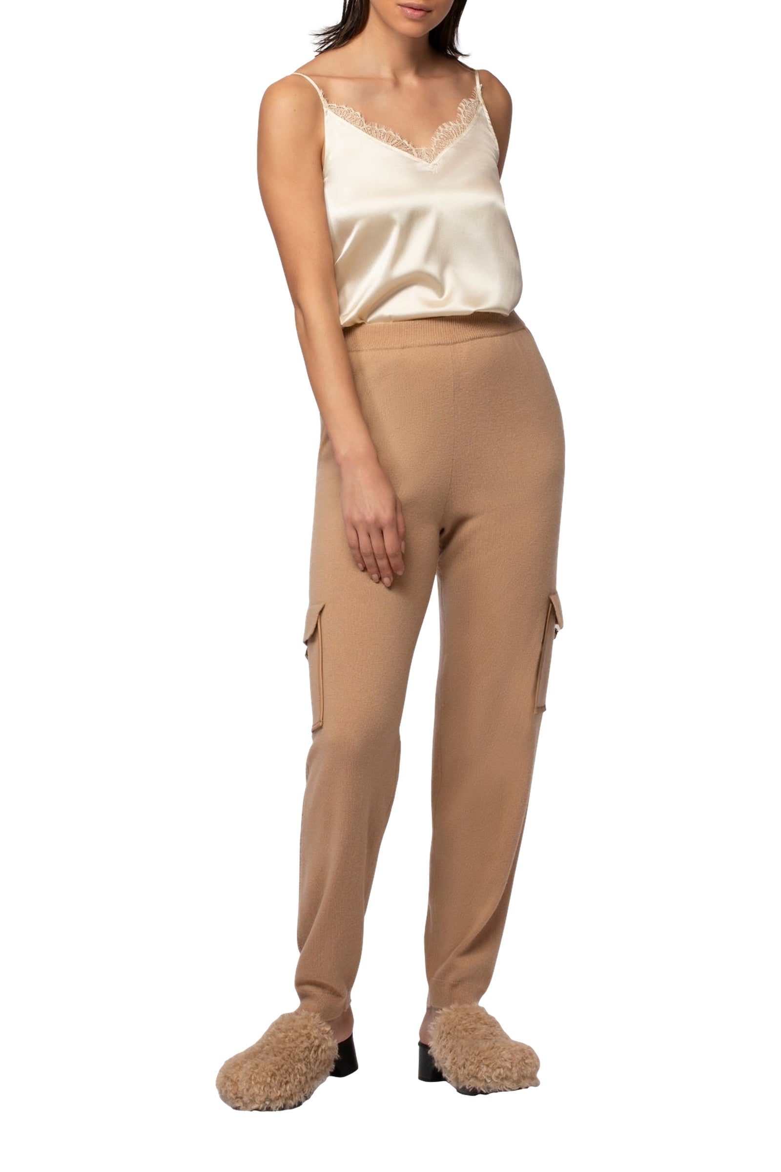 Pantalon Berna en laine et cachemire style jogging - Camel