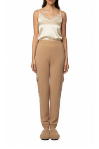Pantalon Berna en laine et cachemire style jogging - Camel