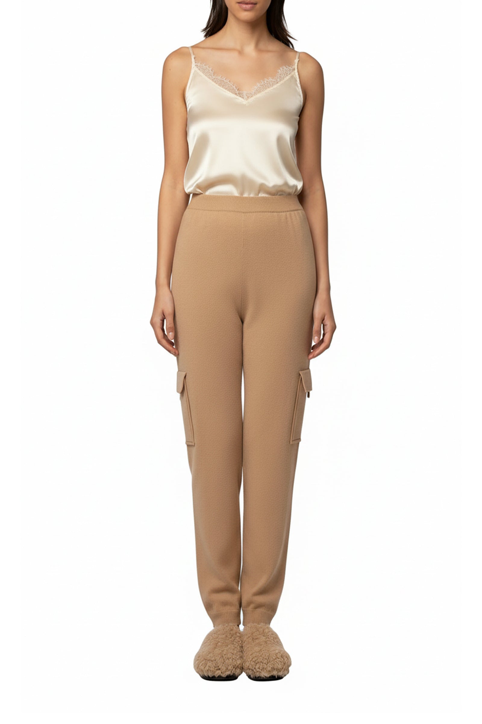 Pantalon Berna en laine et cachemire style jogging - Camel