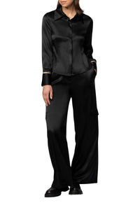 Bilale stretch silk cargo trousers - Black