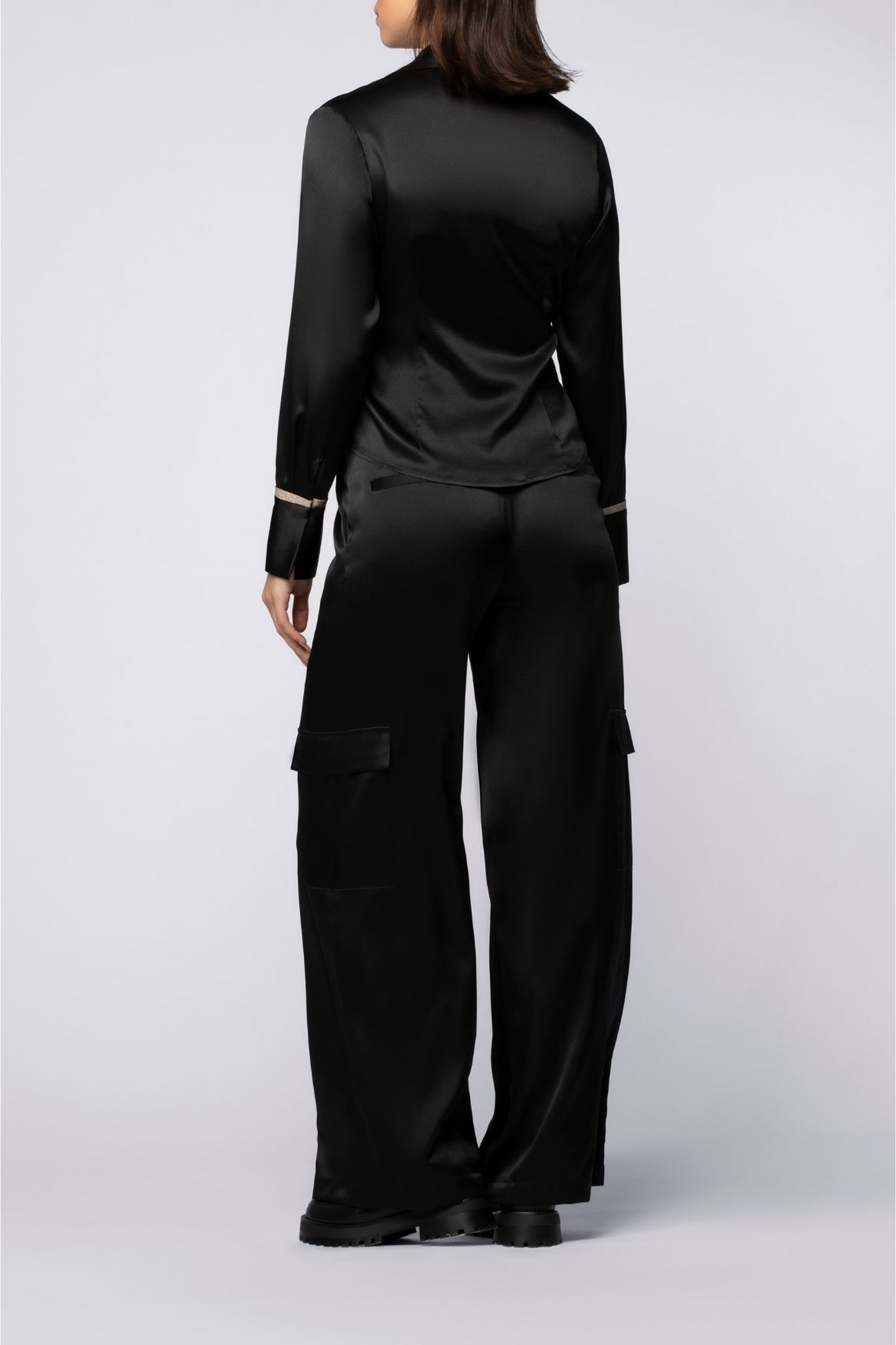 Bilale stretch silk cargo trousers - Black