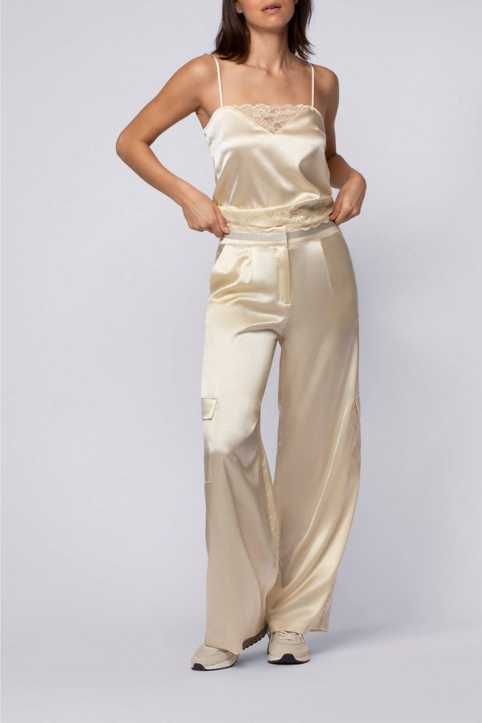 Bilale stretch silk cargo trousers - Ble