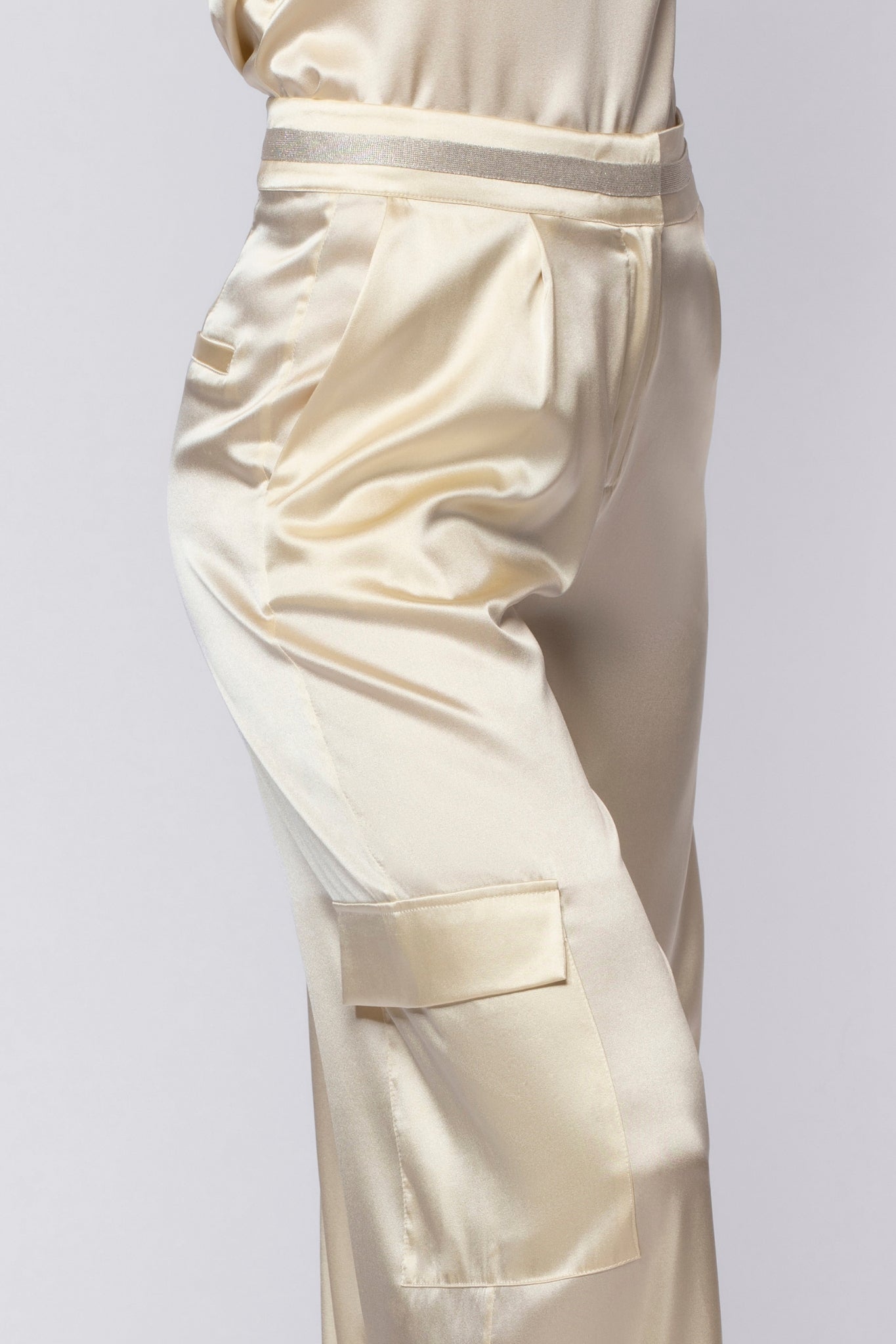 Bilale stretch silk cargo trousers - Ble