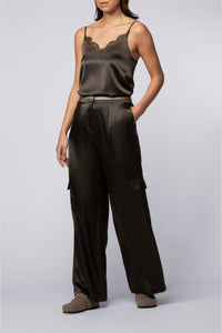 Pantalon Bilale en soie stretch style cargo - Thym